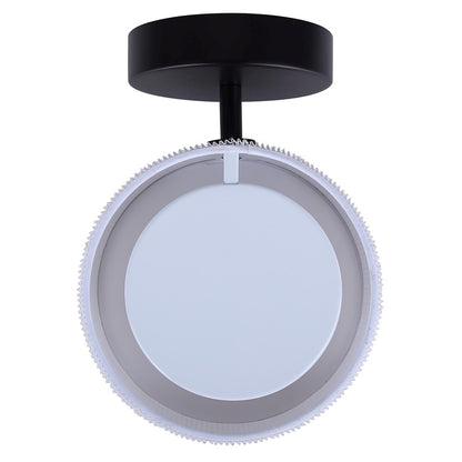 Canarm Carmynn 8in 1-Light LED Wall Sconce | Modern Matte Black Metal & White Ribbed Acrylic | Living Room & Bedroom Light | Model LWF288A01BK