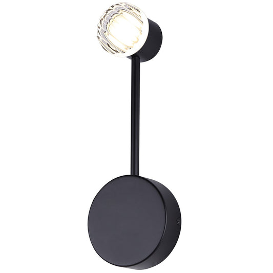 Canarm Vanya 5in 1-Light LED Wall Sconce | Modern Matte Black Steel & Textured Acrylic | Bedroom & Living Room Accent Light | Model LWF313A01BK