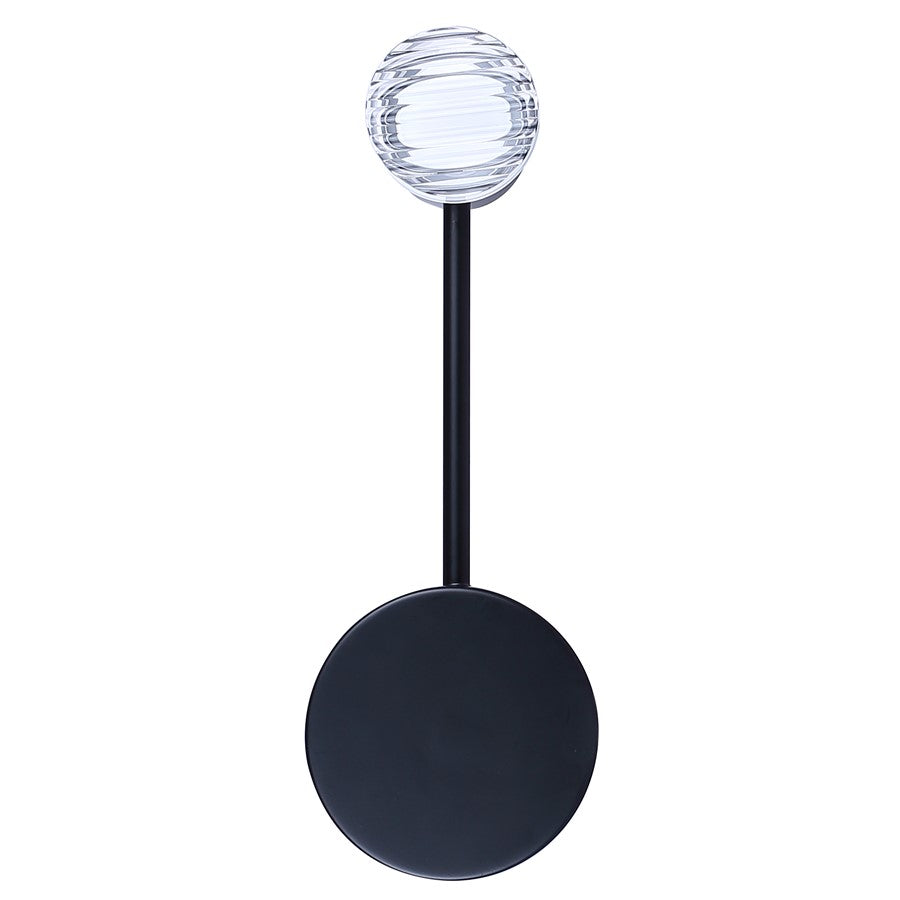 Canarm Vanya 5in 1-Light LED Wall Sconce | Modern Matte Black Steel & Textured Acrylic | Bedroom & Living Room Accent Light | Model LWF313A01BK