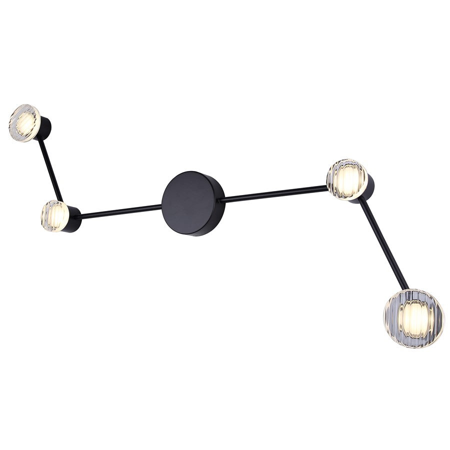 Canarm Vanya 38.75in 4-Light LED Sconce | Modern Matte Black and Textured Acrylic | Kitchen & Bathroom | 38.75 x 2.5 x 22 in | Model LWF313A04BK