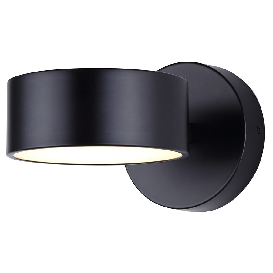 Canarm Montgomery 5.75in 1-Light LED Sconce | Minimalist Matte Black and Acrylic | Bedroom & Hallway | 5.75 x 9 x 5.12 in | Model LWF315A01BK