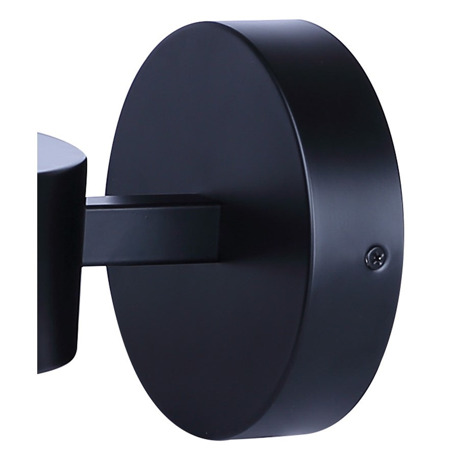 Canarm Montgomery 5.75in 1-Light LED Sconce | Minimalist Matte Black and Acrylic | Bedroom & Hallway | 5.75 x 9 x 5.12 in | Model LWF315A01BK