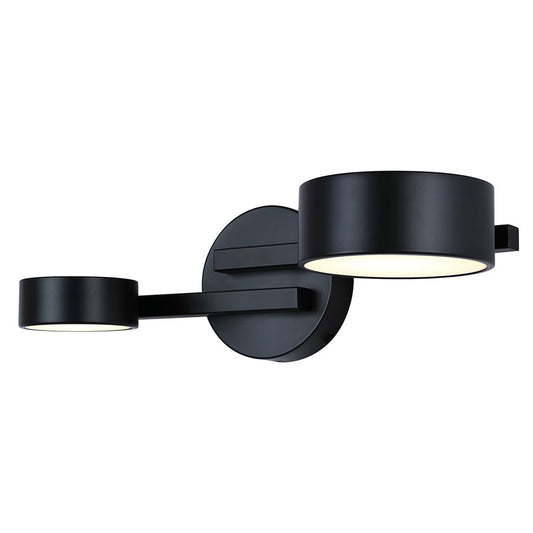 Canarm Montgomery 17.5in 2-Light LED Sconce | Modern Matte Black and Acrylic | Bathroom Vanity & Hallway | 17.5 x 8.12 x 5.12 in | Model LWF315A02BK