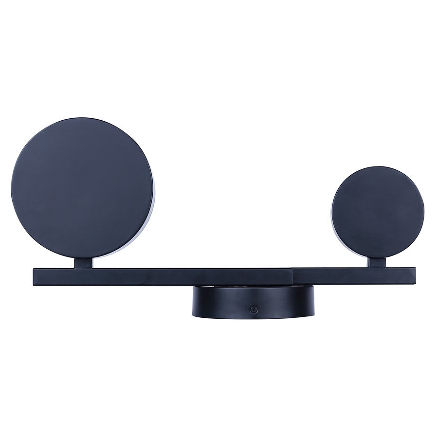 Canarm Montgomery 17.5in 2-Light LED Sconce | Modern Matte Black and Acrylic | Bathroom Vanity & Hallway | 17.5 x 8.12 x 5.12 in | Model LWF315A02BK