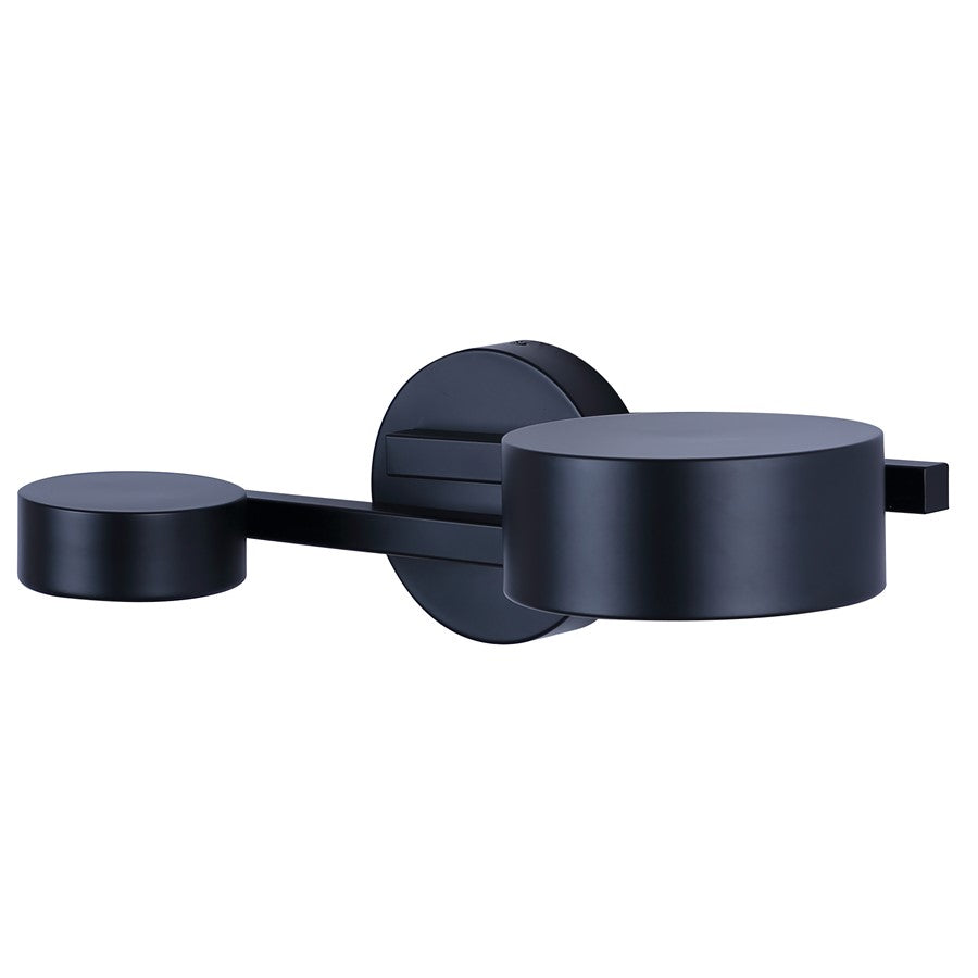 Canarm Montgomery 17.5in 2-Light LED Sconce | Modern Matte Black and Acrylic | Bathroom Vanity & Hallway | 17.5 x 8.12 x 5.12 in | Model LWF315A02BK