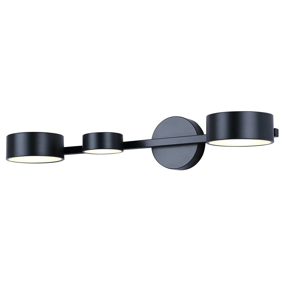 Canarm Montgomery 27.87in 3-Light LED Sconce | Modern Matte Black and Acrylic | Bathroom Vanity & Hallway | 27.87 x 8.37 x 5.12 in | Model LWF315A03BK