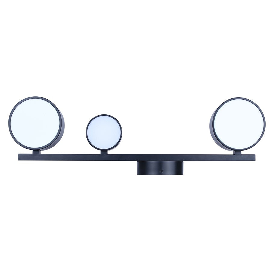 Canarm Montgomery 27.87in 3-Light LED Sconce | Modern Matte Black and Acrylic | Bathroom Vanity & Hallway | 27.87 x 8.37 x 5.12 in | Model LWF315A03BK