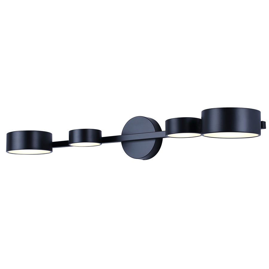 Canarm Montgomery 34in 4-Light LED Wall Sconce | Matte Black and Acrylic Shade | Bathroom & Hallway | 8.375 x 33.875 x 5.125 in | Model LWF315A04BK
