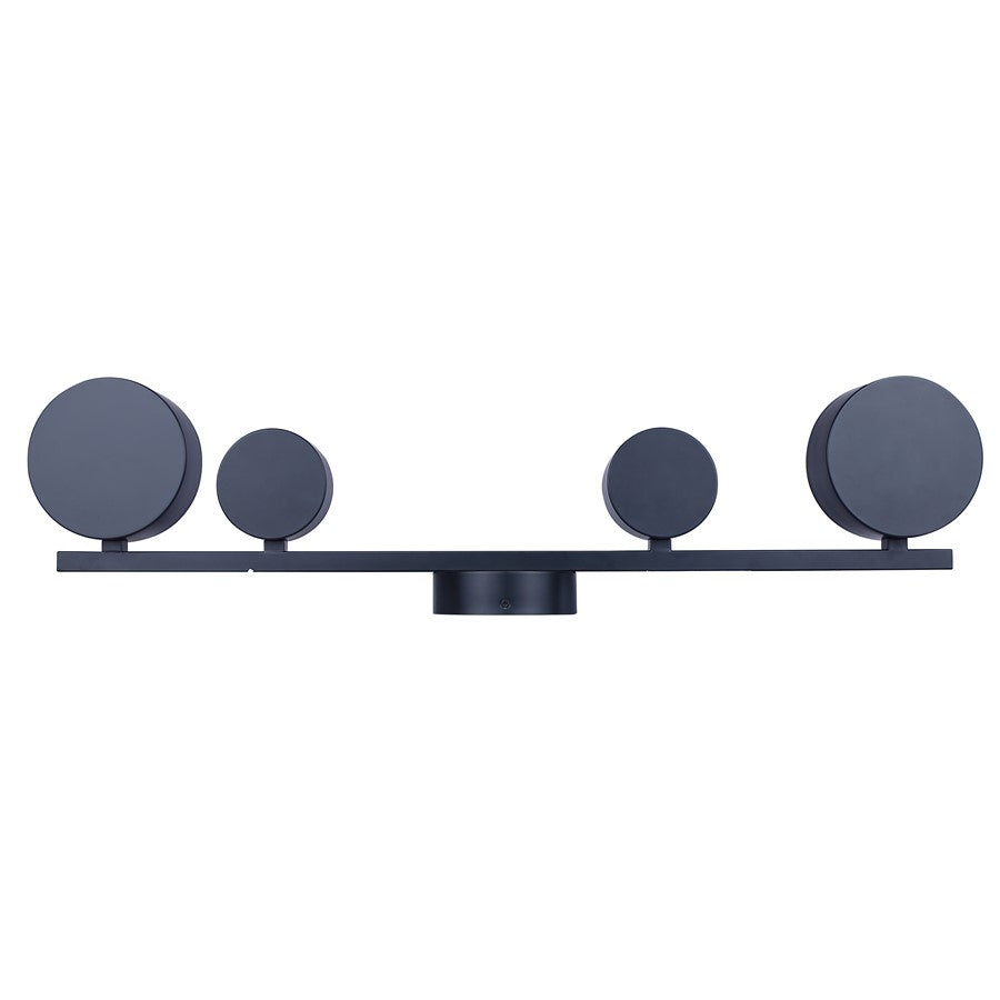 Canarm Montgomery 34in 4-Light LED Wall Sconce | Matte Black and Acrylic Shade | Bathroom & Hallway | 8.375 x 33.875 x 5.125 in | Model LWF315A04BK