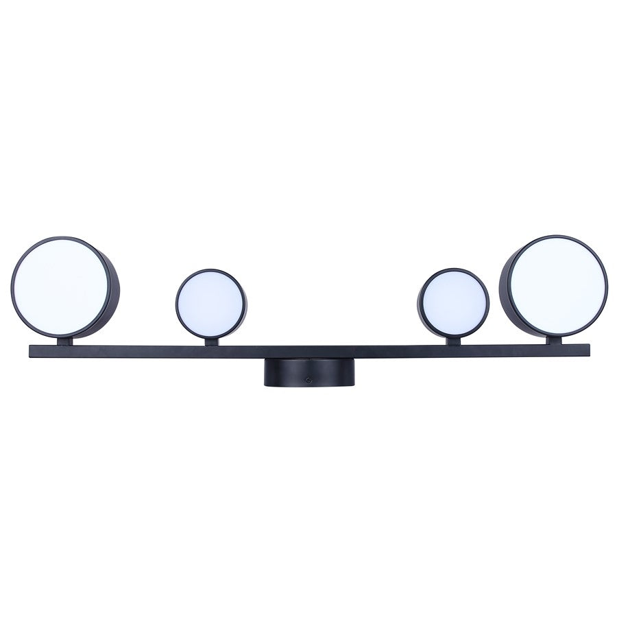 Canarm Montgomery 34in 4-Light LED Wall Sconce | Matte Black and Acrylic Shade | Bathroom & Hallway | 8.375 x 33.875 x 5.125 in | Model LWF315A04BK