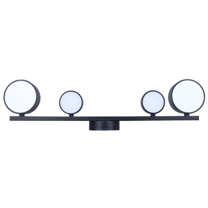 Canarm Montgomery 34in 4-Light LED Wall Sconce | Matte Black and Acrylic Shade | Bathroom & Hallway | 8.375 x 33.875 x 5.125 in | Model LWF315A04BK