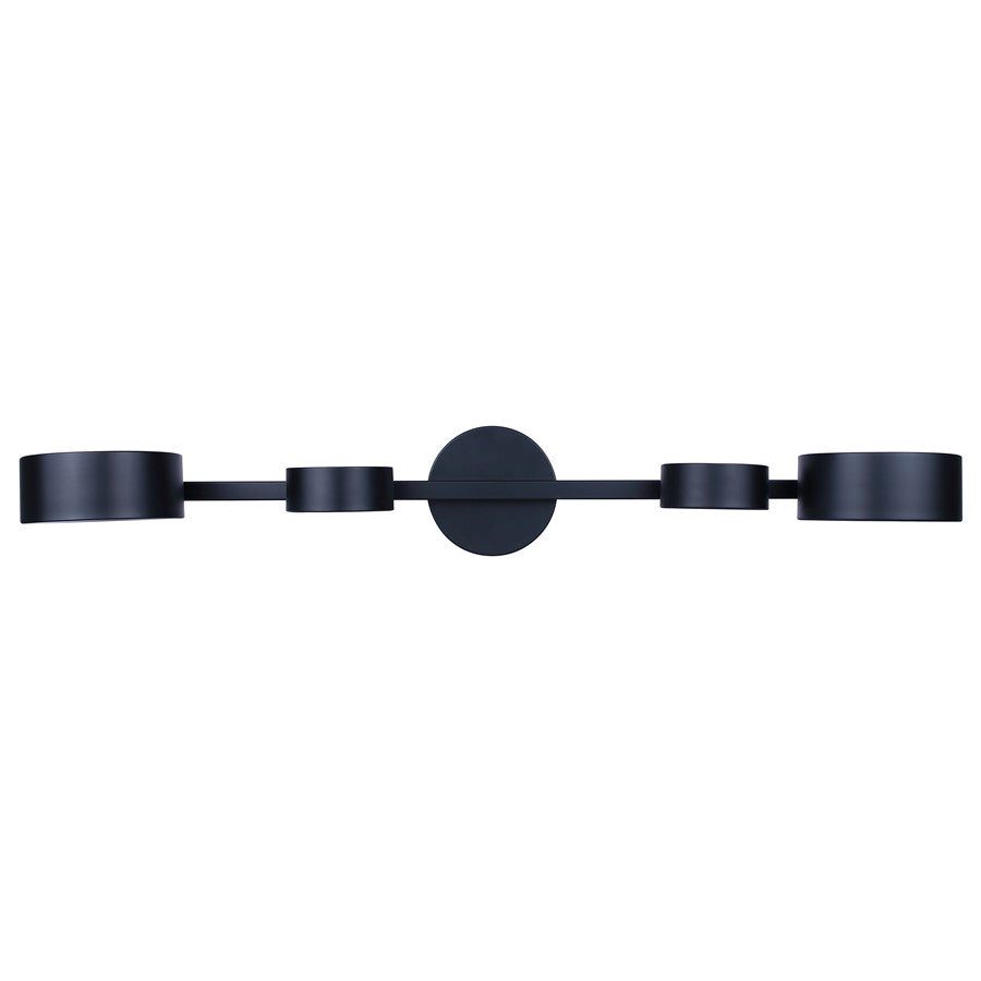 Canarm Montgomery 34in 4-Light LED Wall Sconce | Matte Black and Acrylic Shade | Bathroom & Hallway | 8.375 x 33.875 x 5.125 in | Model LWF315A04BK