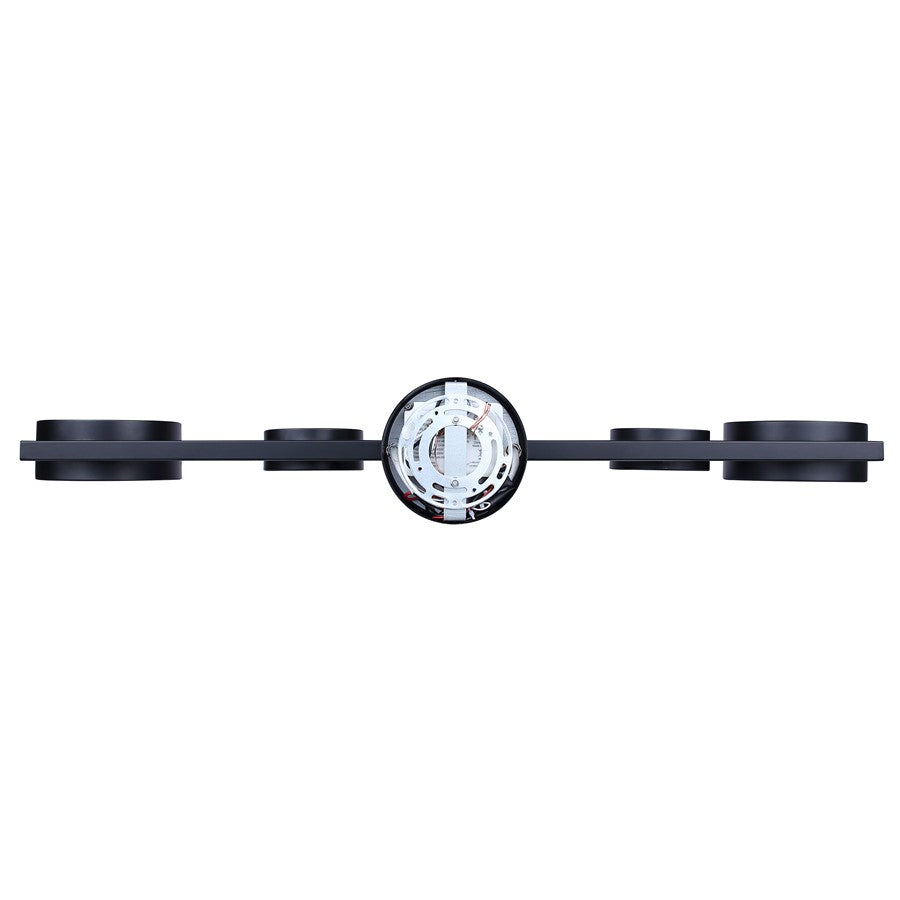 Canarm Montgomery 34in 4-Light LED Wall Sconce | Matte Black and Acrylic Shade | Bathroom & Hallway | 8.375 x 33.875 x 5.125 in | Model LWF315A04BK