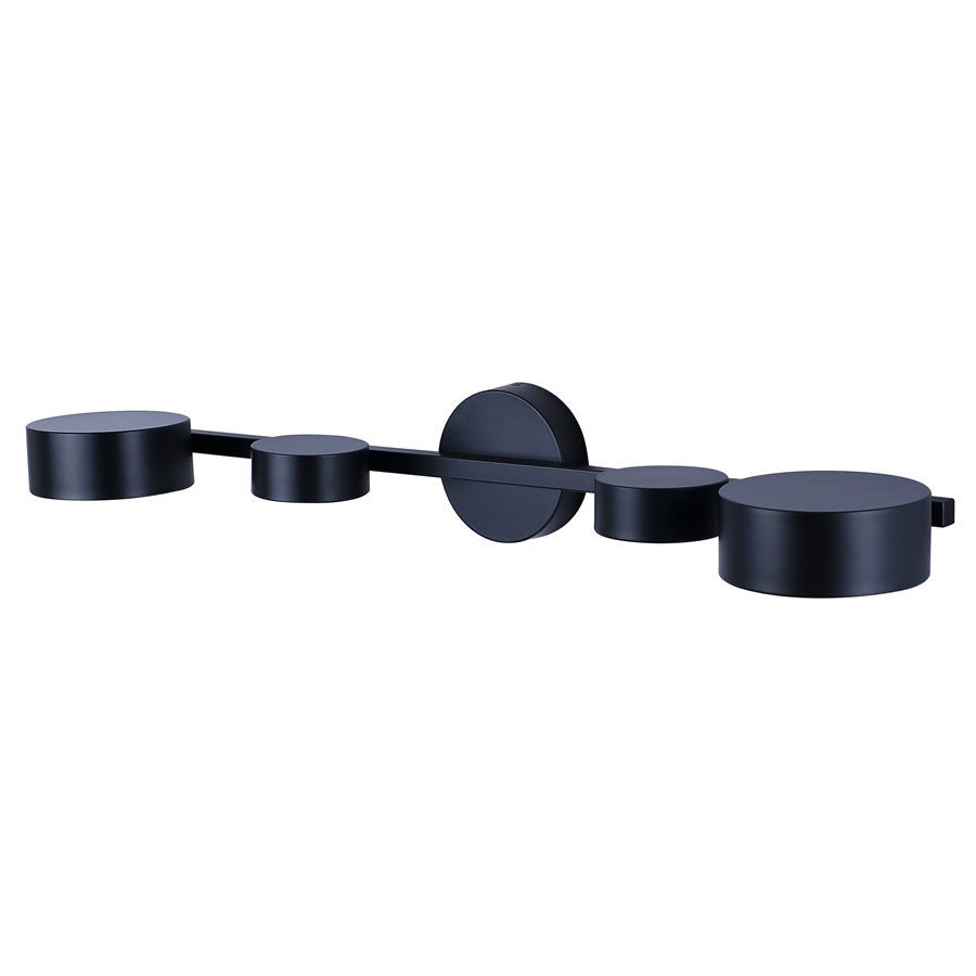 Canarm Montgomery 34in 4-Light LED Wall Sconce | Matte Black and Acrylic Shade | Bathroom & Hallway | 8.375 x 33.875 x 5.125 in | Model LWF315A04BK