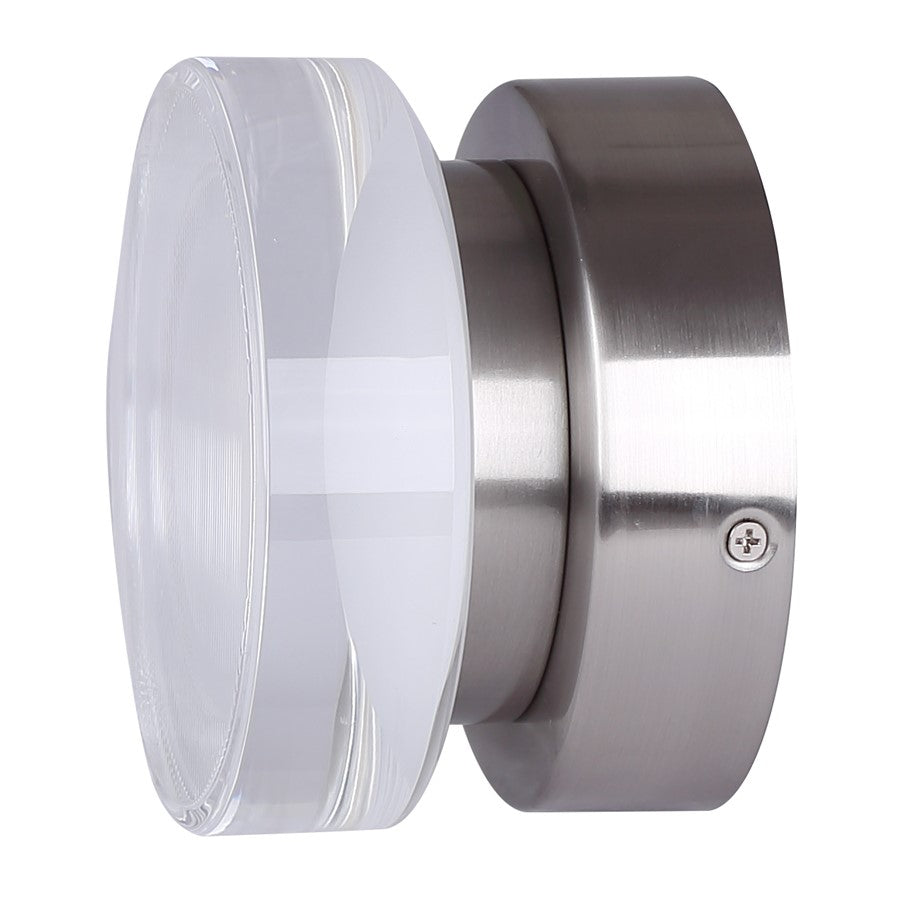 Canarm Benni 5in 1-Light LED Wall Sconce | Brushed Nickel and Acrylic Shade | Hallway & Entryway | 5.375 x 5.375 x 3.75 in | Model LWL296A05BN