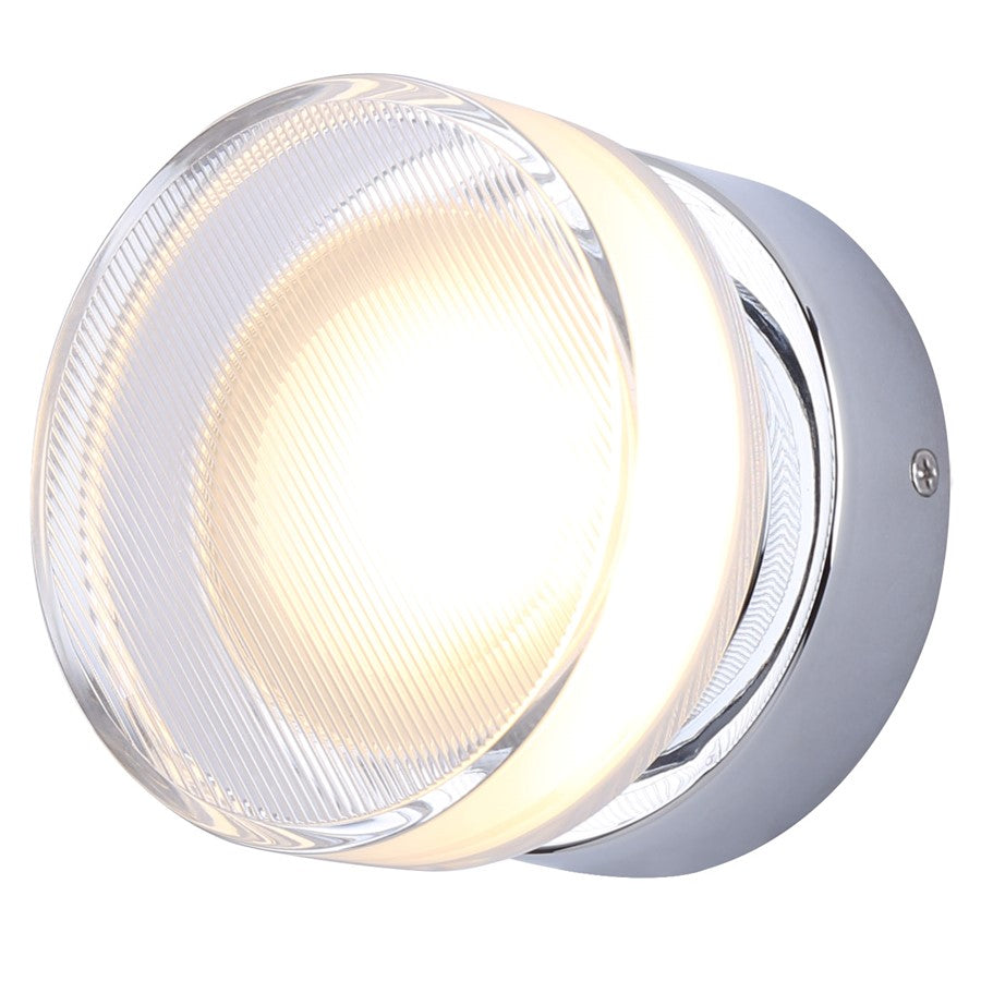 Canarm Benni 5in 1-Light LED Wall Sconce | Chrome and Acrylic Shade | Hallway & Entryway | 5.375 x 5.375 x 3.75 in | Model LWL296A05CH