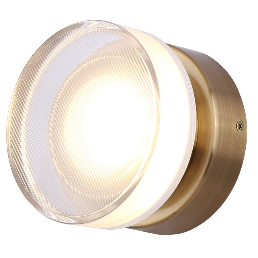 Canarm Benni 5in 1-Light Wall Sconce | Modern Gold and Acrylic | Hallway & Bathroom | 5 x 5 x 3 in | Model LWL296A05GD