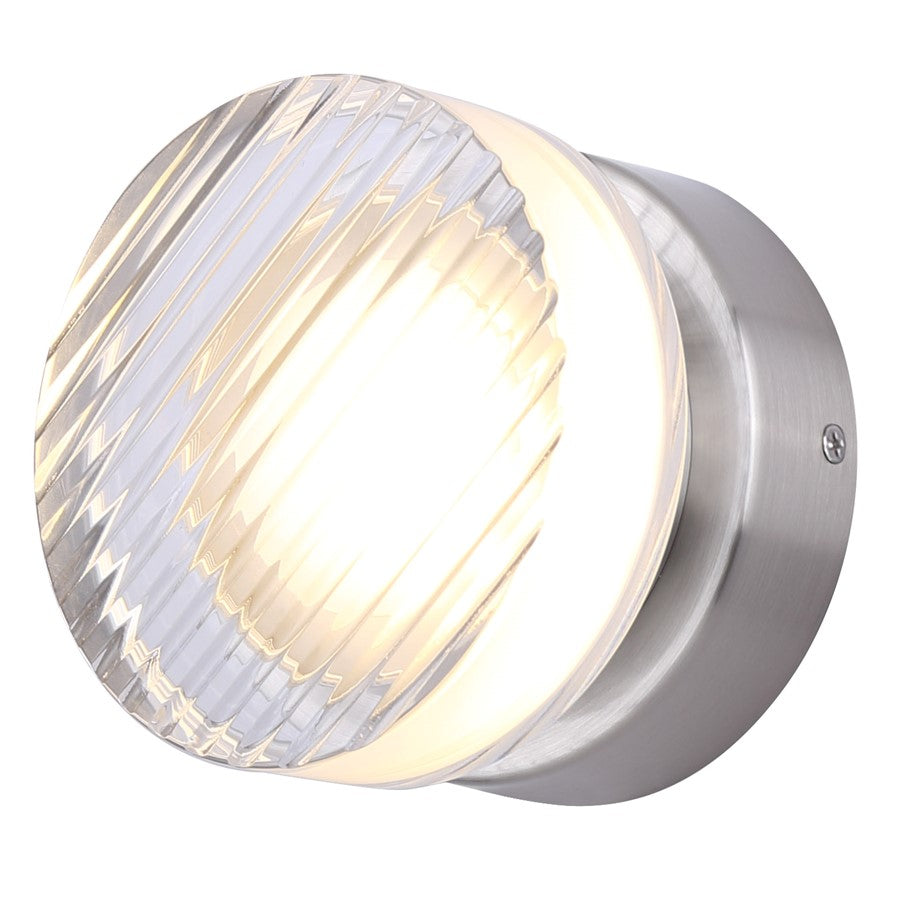 Canarm Benni 5in 1-Light Wall Sconce | Modern Brushed Nickel and Acrylic | Hallway & Bathroom | 5 x 5 x 3 in | Model LWL297A05BN