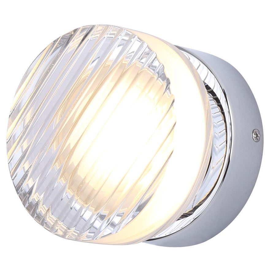 Canarm Benni 5in 1-Light Wall Sconce | Modern Chrome and Acrylic | Hallway & Bathroom | 5 x 5 x 3 in | Model LWL297A05CH