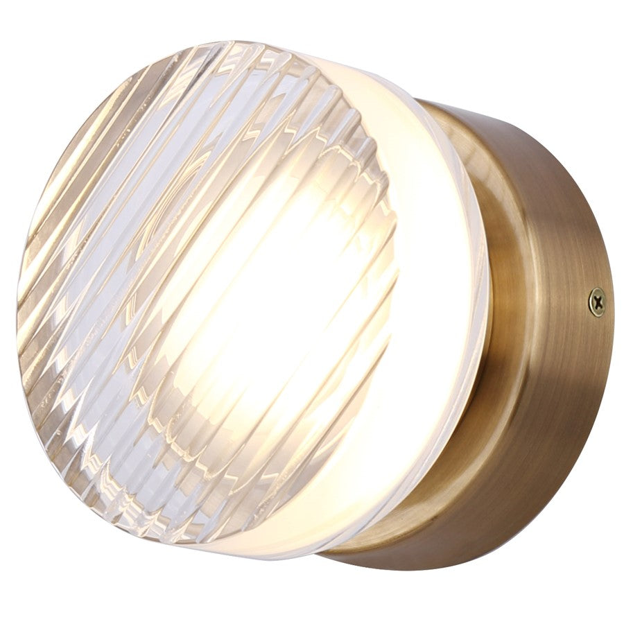 Canarm Benni 5in 1-Light Wall Sconce | Modern Gold and Acrylic | Hallway & Bathroom | 5 x 5 x 3 in | Model LWL297A05GD