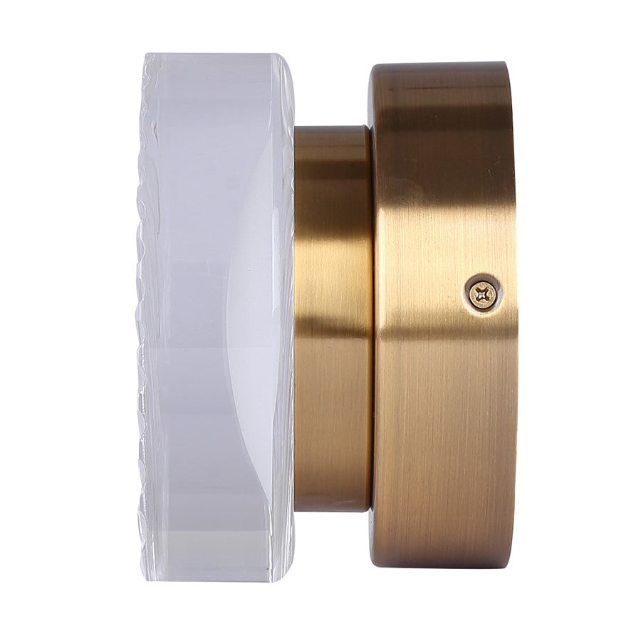 Canarm Benni 5in 1-Light Wall Sconce | Modern Gold and Acrylic | Hallway & Bathroom | 5 x 5 x 3 in | Model LWL297A05GD