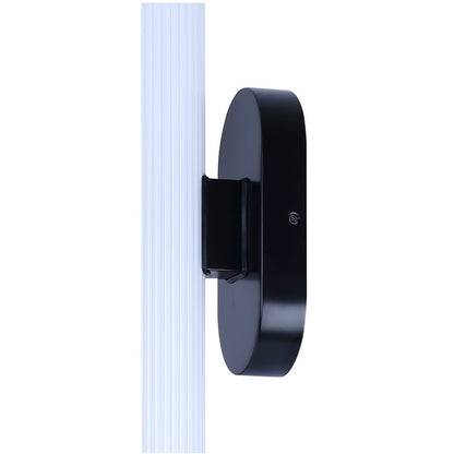 Canarm Ozzy 24in 1-Light LED Vanity Light | Matte Black and Glossy White Ribbed Glass | Bathroom & Powder Room Vanity Light | Model LWL322A24BK