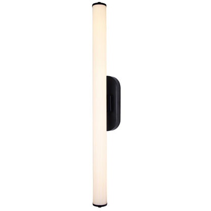Canarm Ozzy 35in 1-Light LED Vanity Light | Matte Black and Glossy White Ribbed Glass | Bathroom & Powder Room Vanity Light | Model LWL322A35BK