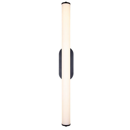 Canarm Ozzy 35in 1-Light LED Vanity Light | Matte Black and Glossy White Ribbed Glass | Bathroom & Powder Room Vanity Light | Model LWL322A35BK