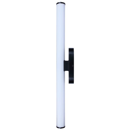Canarm Ozzy 35in 1-Light LED Vanity Light | Matte Black and Glossy White Ribbed Glass | Bathroom & Powder Room Vanity Light | Model LWL322A35BK