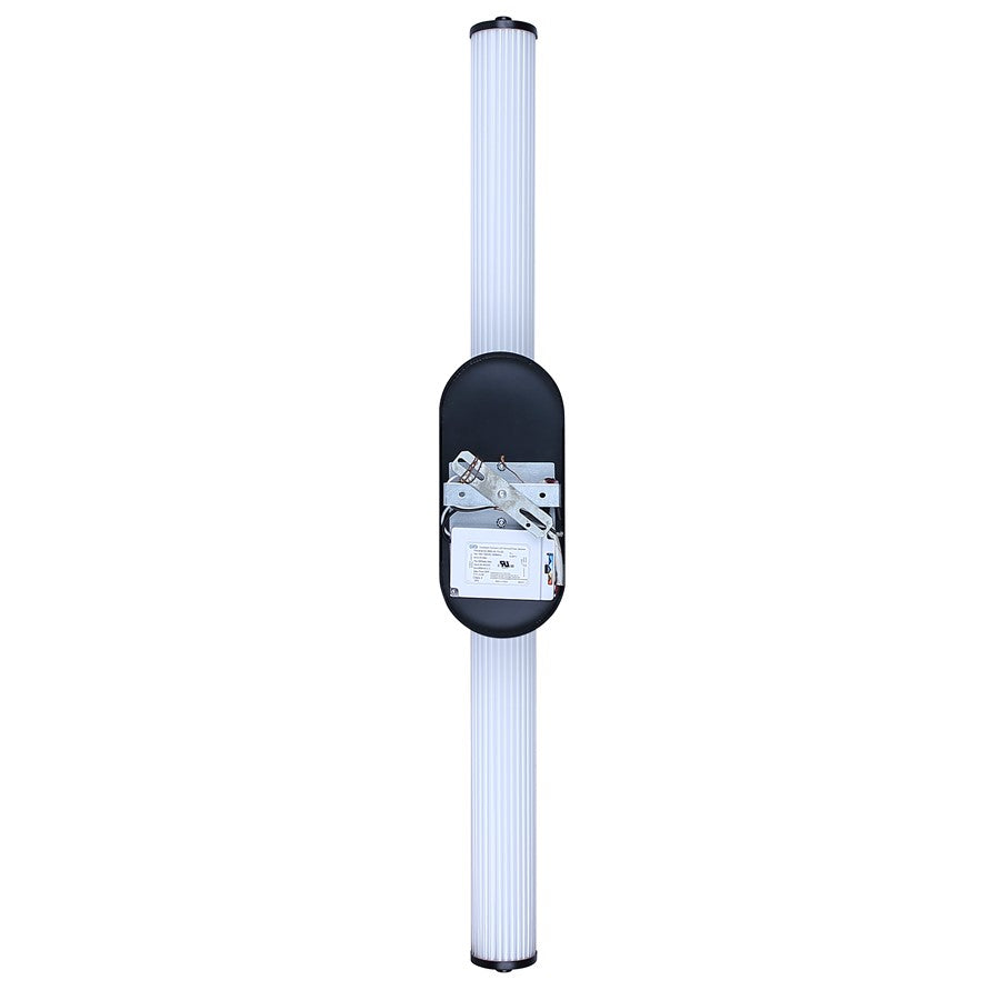 Canarm Ozzy 35in 1-Light LED Vanity Light | Matte Black and Glossy White Ribbed Glass | Bathroom & Powder Room Vanity Light | Model LWL322A35BK