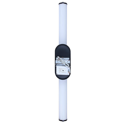 Canarm Ozzy 35in 1-Light LED Vanity Light | Matte Black and Glossy White Ribbed Glass | Bathroom & Powder Room Vanity Light | Model LWL322A35BK