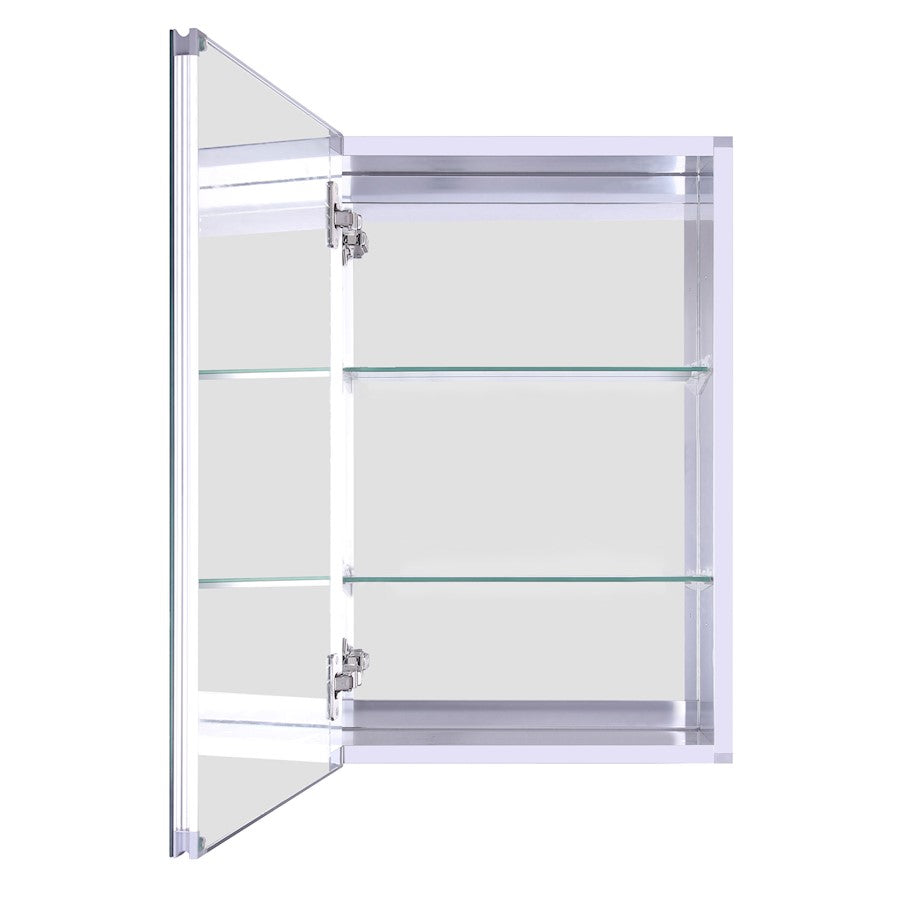 Canarm 16in Round Medicine Cabinet | Matte Glass Finish | Bathroom Storage & Vanity Mirror | 16 x 16 x 4.5 in, Recessed Mount | Model MC102A1624RN
