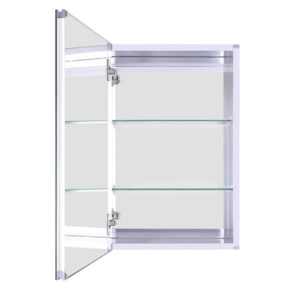 Canarm 16in Round Medicine Cabinet | Matte Glass White Finish | Bathroom Storage & Vanity Mirror | Model MC102A1624RNW