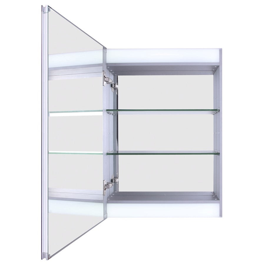 Canarm 20in Round Medicine Cabinet | Matte Glass White Finish | Bathroom Storage & Vanity Mirror | Model MC105A2028WNW