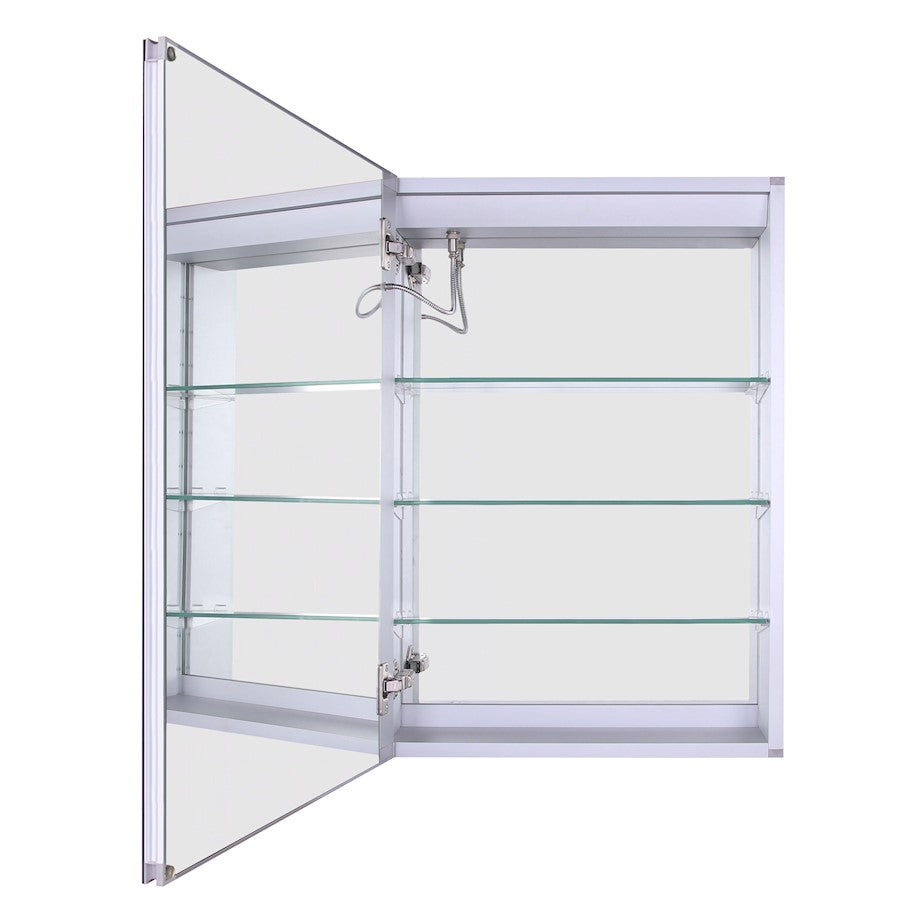 Canarm 20in Round Medicine Cabinet | Matte Glass Finish | Bathroom Storage & Vanity Mirror | 20 x 20 x 4.5 in, Recessed Mount | Model MC106A2028RN