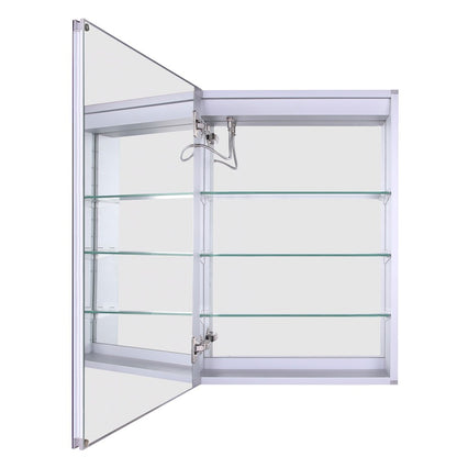 Canarm 20in Round Medicine Cabinet | Matte Glass Finish | Bathroom Storage & Vanity Mirror | 20 x 20 x 4.5 in, Recessed Mount | Model MC106A2028RN