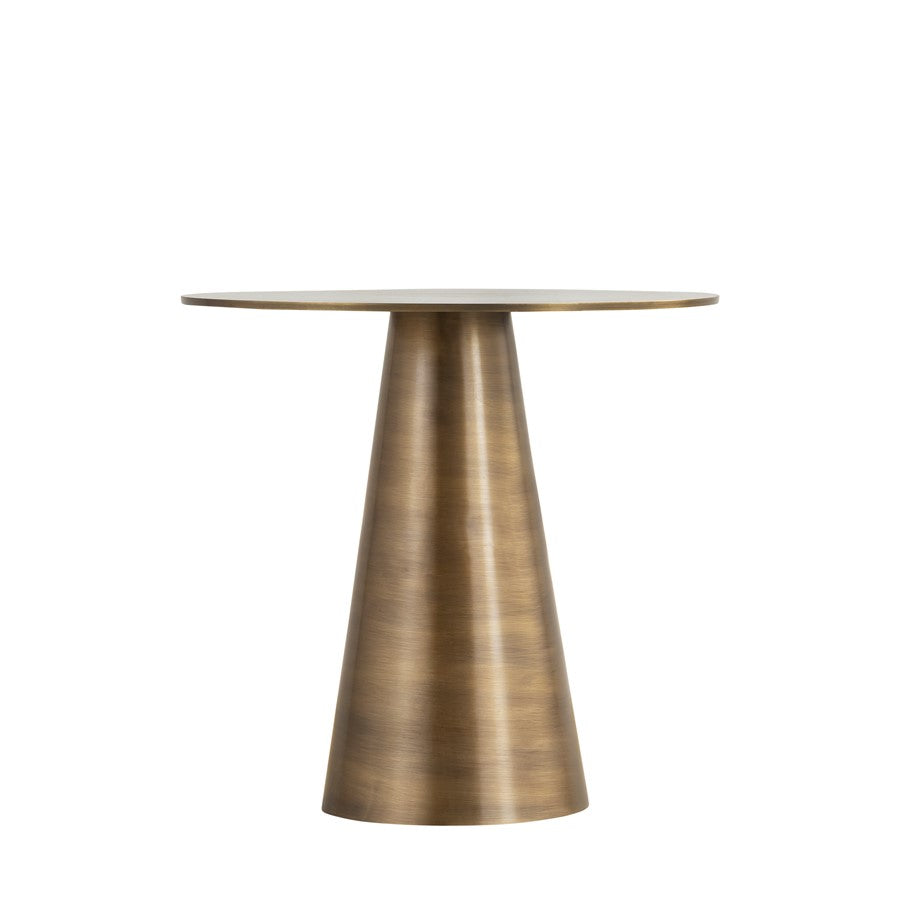 Canarm Sona 19in Round Accent Table | Antique Brass Aluminum | Living Room & Bedroom Side Table | 19 x 19 x 18 in | Model OM-22025