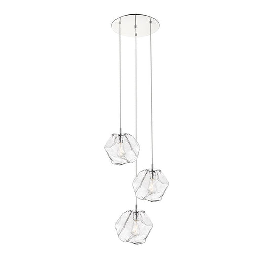 Canarm Rockport 3-Light Pendant | Chrome Metal | Kitchen Island & Dining Room | 24 x 24 x 16 in | Model P0488-03CH