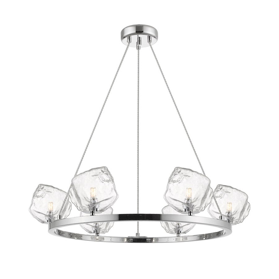 Canarm Rockport 15in 6-Light Chandelier | Chrome Metal | Dining Room & Living Room | 30 x 30 x 16 in | Model P0488-06CH