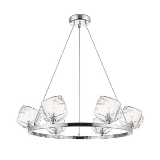 Canarm Rockport 15in 6-Light Chandelier | Chrome Metal | Dining Room & Living Room | 30 x 30 x 16 in | Model P0488-06CH