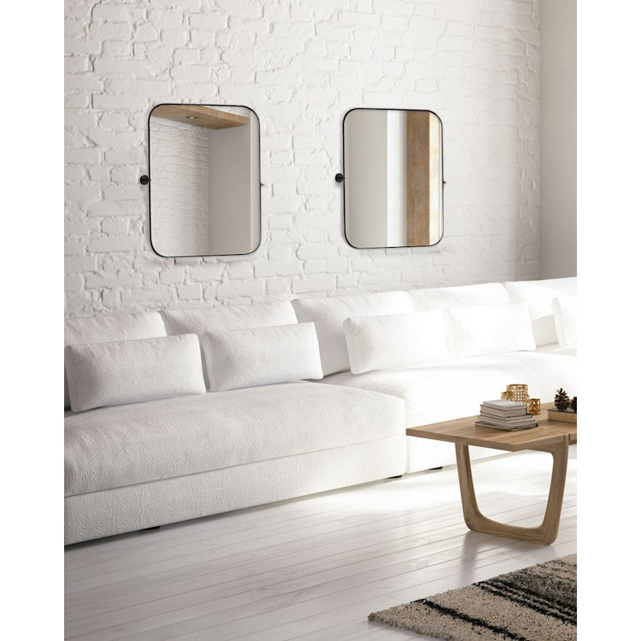 Canarm Cain 20in Round Wall Mirror | Matte Black Metal Frame | Bathroom & Entryway Accent | 20 x 4 x 23 in | Model RT31MBK2023