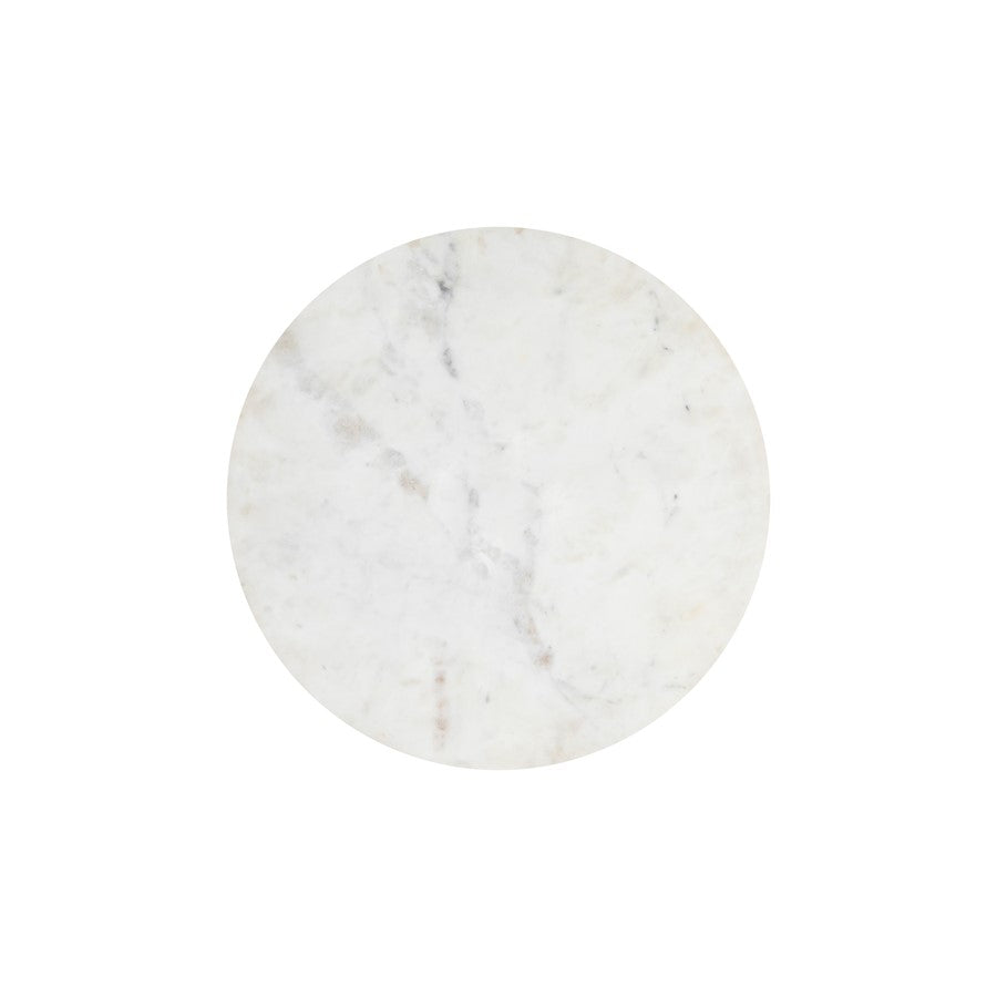 Canarm Naya 15in Round Side Table | Natural Mango Wood & White Marble Top | Living Room & Bedroom Accent | 15 x 15 x 19 in | Model SAF2