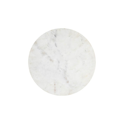 Canarm Naya 15in Round Side Table | Natural Mango Wood & White Marble Top | Living Room & Bedroom Accent | 15 x 15 x 19 in | Model SAF2