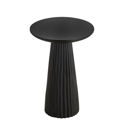 Canarm Jai 15in Round Side Table | Black Mango Wood Ribbed Design | Living Room & Bedroom Accent | 15 x 15 x 22 in | Model SAF3