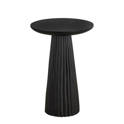 Canarm Jai 15in Round Side Table | Black Mango Wood Ribbed Design | Living Room & Bedroom Accent | 15 x 15 x 22 in | Model SAF3