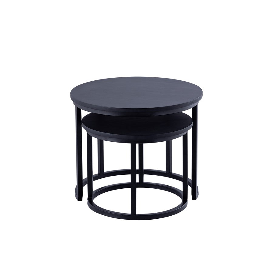 Canarm Kaala 21in Black Nesting Table Set | Mango Wood & Iron Frame | Living Room & Bedroom Accent | 21 x 21 x 17.5 in | Model SC-102