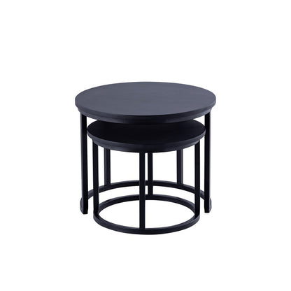 Canarm Kaala 21in Black Nesting Table Set | Mango Wood & Iron Frame | Living Room & Bedroom Accent | 21 x 21 x 17.5 in | Model SC-102