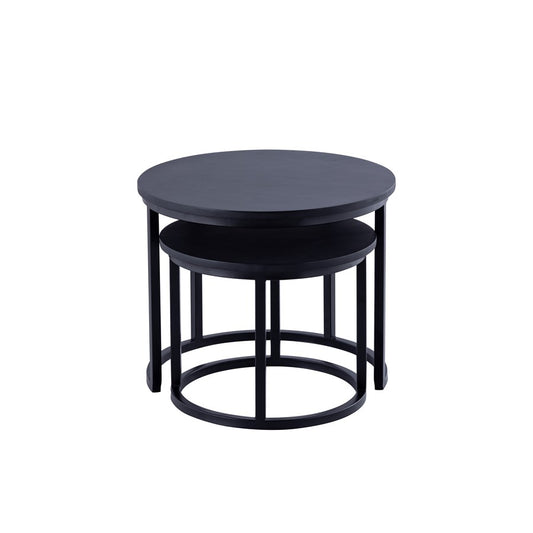 Canarm Kaala 21in Black Nesting Table Set | Mango Wood & Iron Frame | Living Room & Bedroom Accent | 21 x 21 x 17.5 in | Model SC-102
