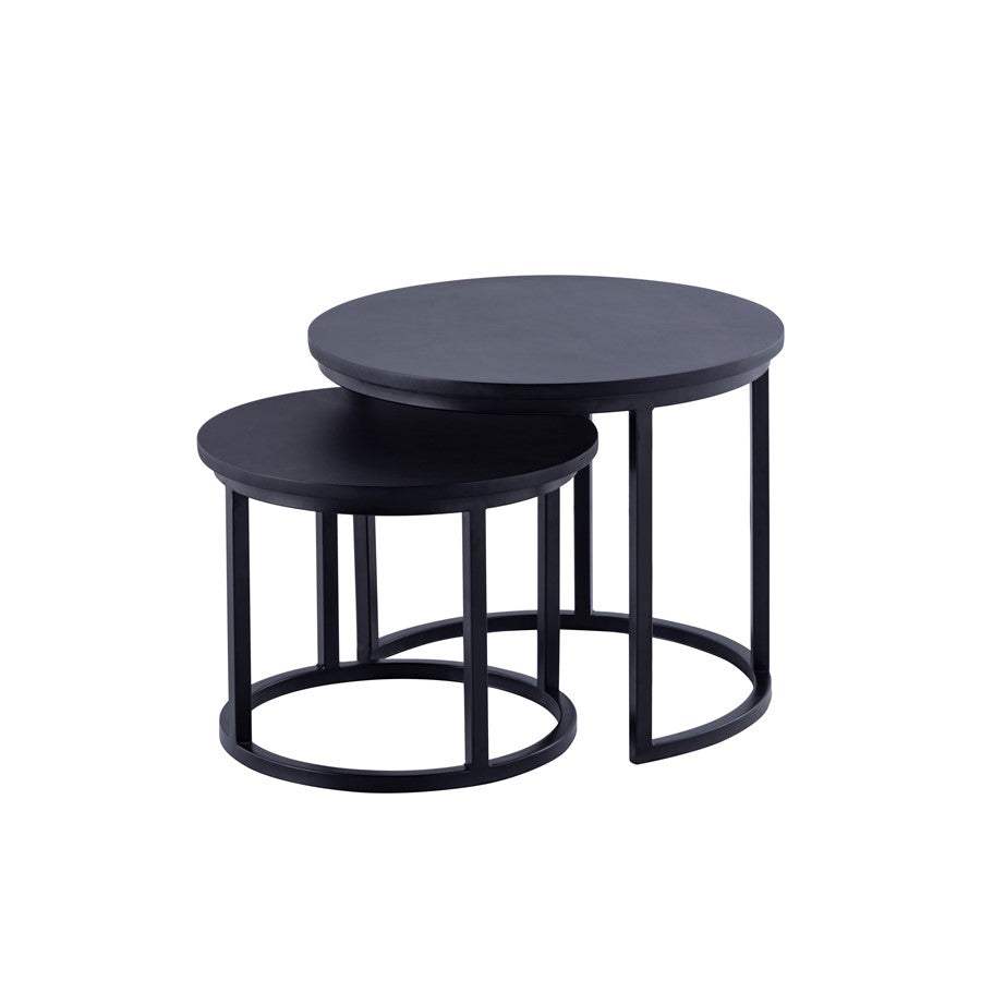 Canarm Kaala 21in Black Nesting Table Set | Mango Wood & Iron Frame | Living Room & Bedroom Accent | 21 x 21 x 17.5 in | Model SC-102