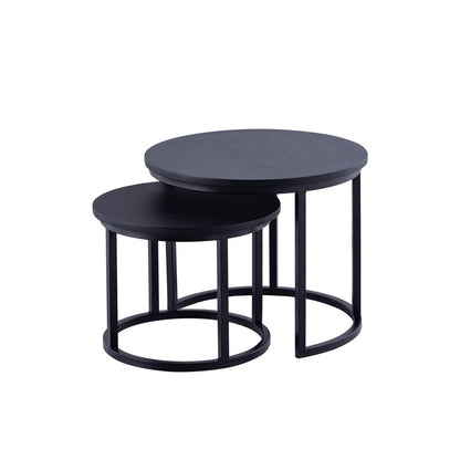 Canarm Kaala 21in Black Nesting Table Set | Mango Wood & Iron Frame | Living Room & Bedroom Accent | 21 x 21 x 17.5 in | Model SC-102
